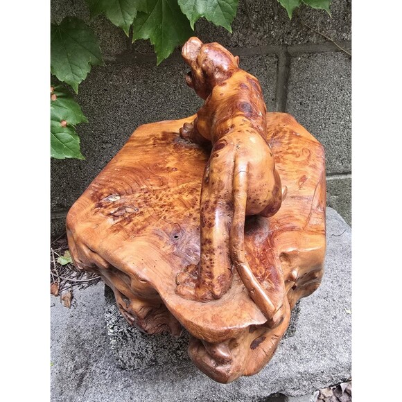 Hand-carved Tiger Statue Chinese Boxwood 12"x8.5"x8" - Picture 7 of 8